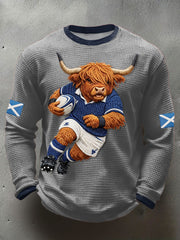 Herren T-Shirt mit Waffelmuster und Schottland Rugby-Motiv