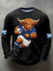 Herren T-Shirt mit Waffelmuster und Schottland Rugby-Motiv