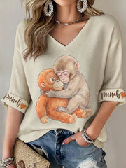 Damen Punch Monkey Brave bedrucktes Waffel-T-Shirt