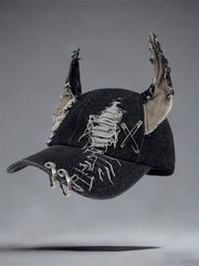 Women's Short-Eared Bunny Cowboy Distressed Hats