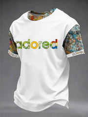 Herren T-Shirt mit Aufdruck „Lemon Roses Music Lover“ und kurzen Ärmeln
