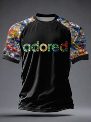 Herren T-Shirt mit Zitronen-Rosen-Musikliebhaber-Aufdruck, Kurzarm