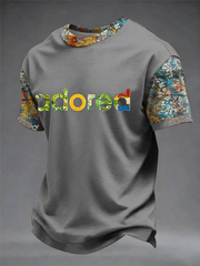 Herren T-Shirt mit Aufdruck „Lemon Roses Music Lover“ und kurzen Ärmeln