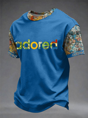 Herren T-Shirt mit Aufdruck „Lemon Roses Music Lover“ und kurzen Ärmeln