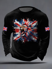 Herren Vintage Britischer Löwe Waffel-Oberteil