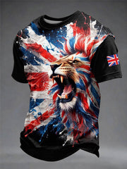Herren Vintage T-Shirt mit britischem Löwenmotiv