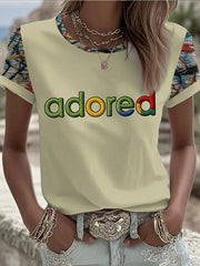Damen-T-Shirt mit Zitronenrosen-Musikliebhaber-Aufdruck und kurzen Ärmeln