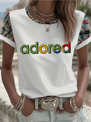 Damen-T-Shirt mit Zitronenrosen-Musikliebhaber-Aufdruck und kurzen Ärmeln
