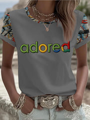 Damen-T-Shirt mit Zitronenrosen-Musikliebhaber-Aufdruck und kurzen Ärmeln