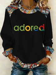 Damen Patchwork-Top „Lemon Roses Music Lover“ mit Print