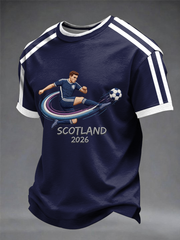 Herren T-Shirt mit schottischem Fußball-Liebhaber-Druck und kurzen Ärmeln
