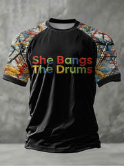 Herren T-Shirt mit Zitronen-Rosen-Motiv für Musikliebhaber, Kurzarm