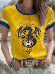 Bosnien Frauen ZMAJEVI Fußball-Liebhaber bedrucktes T-Shirt