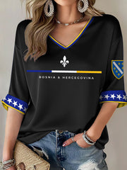 Damen Bosnien ZMAJEVI Fußball-Liebhaber bedrucktes T-Shirt