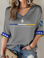 Damen Bosnien ZMAJEVI Fußball-Liebhaber bedrucktes T-Shirt