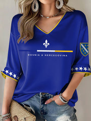 Damen Bosnien ZMAJEVI Fußball-Liebhaber bedrucktes T-Shirt