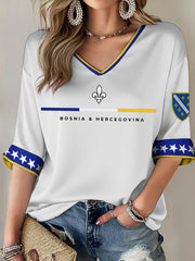 Damen Bosnien ZMAJEVI Fußball-Liebhaber bedrucktes T-Shirt