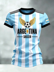 Argentinisches Fußball-T-Shirt für Frauen mit kurzen Ärmeln