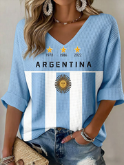 Damen Waffel-T-Shirt für argentinischen Fußball