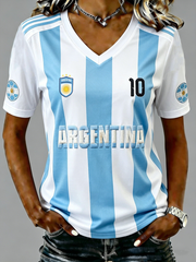 Argentinisches Fußball-T-Shirt für Damen (Kurzarm)