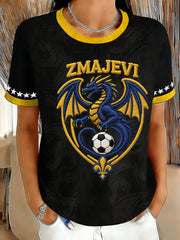 Damen Bosnien ZMAJEVI Fußball-Liebhaber Bedruckte Waffeloberteile