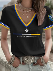 Damen Bosnien Fußball Liebhaber ZMAJEVI Bedrucktes T-Shirt
