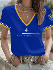 Damen Bosnien Fußball Liebhaber ZMAJEVI Bedrucktes T-Shirt