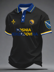 Herren Bosnia ZMAJEVI Fußball-Liebhaber bedrucktes Poloshirt