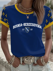 Damen Bosnien ZMAJEVI Fußball-Liebhaber bedrucktes Kurzarm-T-Shirt