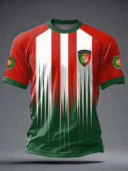 Herren T-Shirt mit portugiesischem Fußballmotiv, lässig, Kurzarm