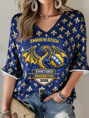 Damen Bosnien Fußballliebhaber ZMAJEVI Bedrucktes T-Shirt