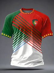 Herren T-Shirt mit portugiesischem Fußballmotiv, lässig, Kurzarm