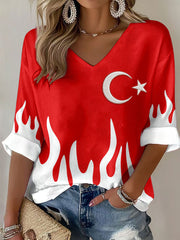 Türkische Fußball-V-Ausschnitt-Tops für Damen