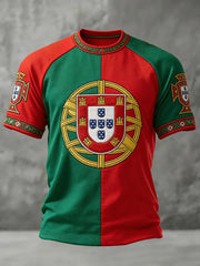 Herren-T-Shirt mit Portugal-Fußballmotiv, bedruckt, lässig, Kurzarm