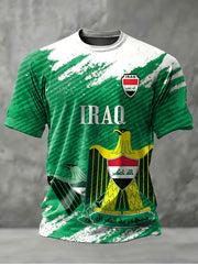 Herren Freizeit-T-Shirt mit Druckmotiv Irakische Fußballnationalmannschaft