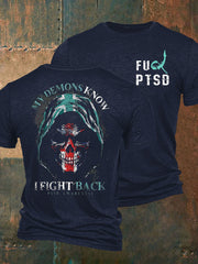 Herren T-Shirt mit Aufdruck „PTSD Awareness Veteran“