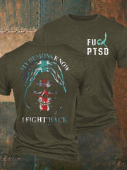 Herren T-Shirt mit Aufdruck „PTSD Awareness Veteran“