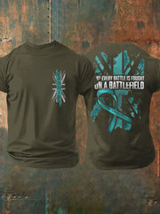 Herren T-Shirt mit Aufdruck „PTSD-Aufklärung Veteran“