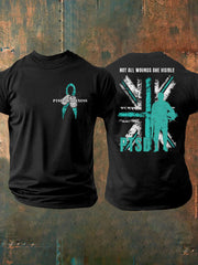 Herren-T-Shirt mit Veteranen-Aufdruck zum Thema PTSD-Sensibilisierung