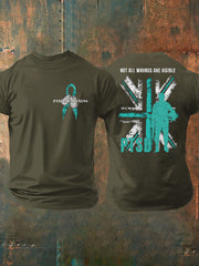 Herren-T-Shirt mit Veteranen-Aufdruck zum Thema PTSD-Sensibilisierung