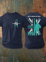 Herren-T-Shirt mit Veteranen-Aufdruck zum Thema PTSD-Sensibilisierung