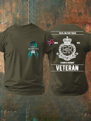 Herren-T-Shirt mit Aufdruck „PTSD Awareness Veteran Police“