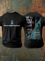Herren T-Shirt mit Aufdruck „PTSD-Aufklärung Veteran“