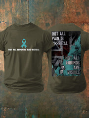 Herren T-Shirt mit Aufdruck „PTSD-Aufklärung Veteran“