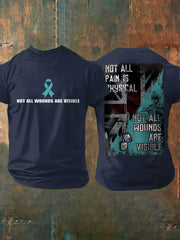 Herren T-Shirt mit Aufdruck „PTSD-Aufklärung Veteran“