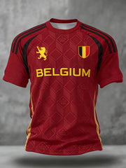 Herren T-Shirt mit Aufdruck „Belgium Football Lover“