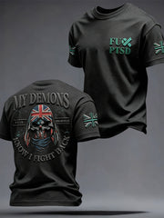 Herren Retro UK PTSD Bewusstsein bedrucktes T-Shirt