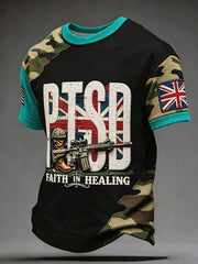 Herren Retro UK PTSD Awareness Bedrucktes T-Shirt