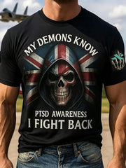 Herren Retro UK PTSD Awareness Bedrucktes T-Shirt