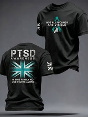 Herren Retro UK PTSD-Bewusstsein Bedrucktes T-Shirt